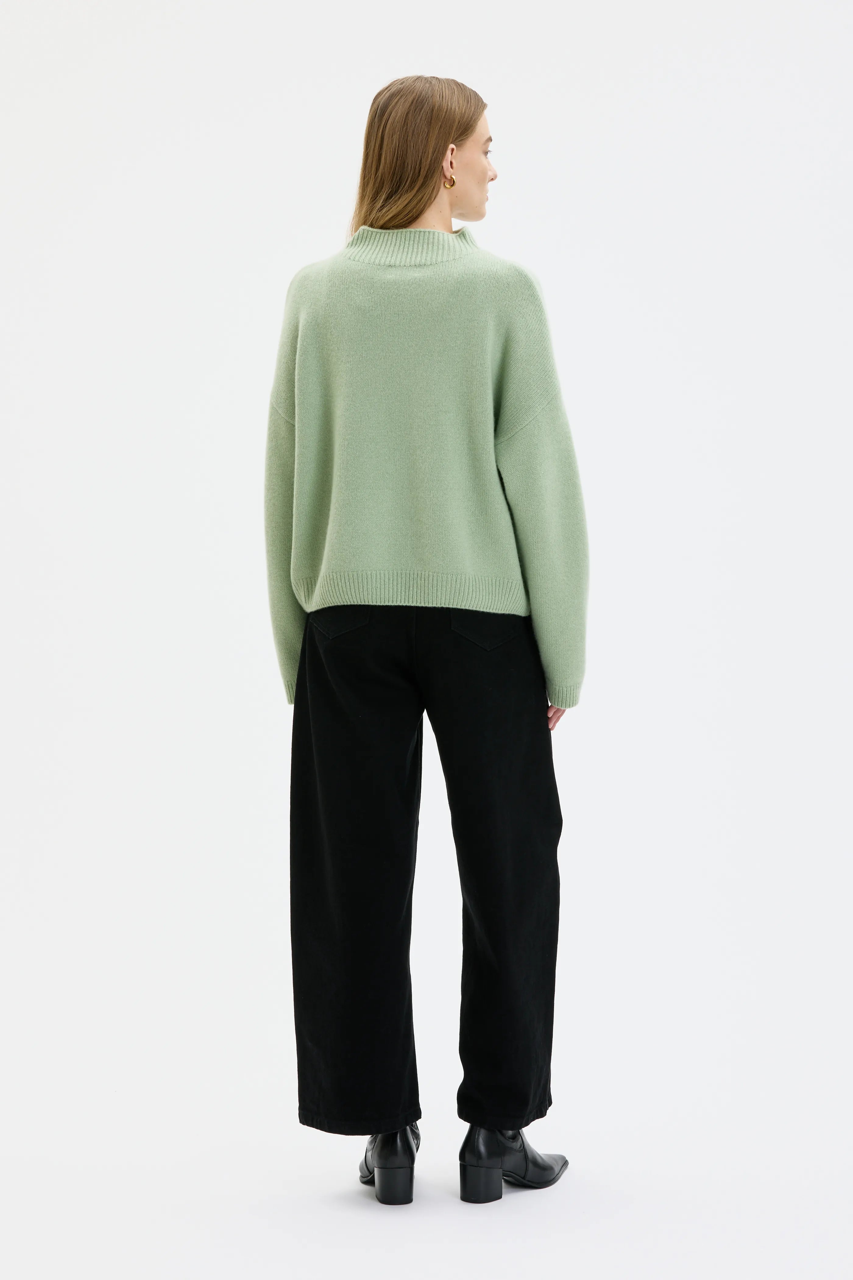 Miya kashmirtröja med polokrage - 39 Laurel Green