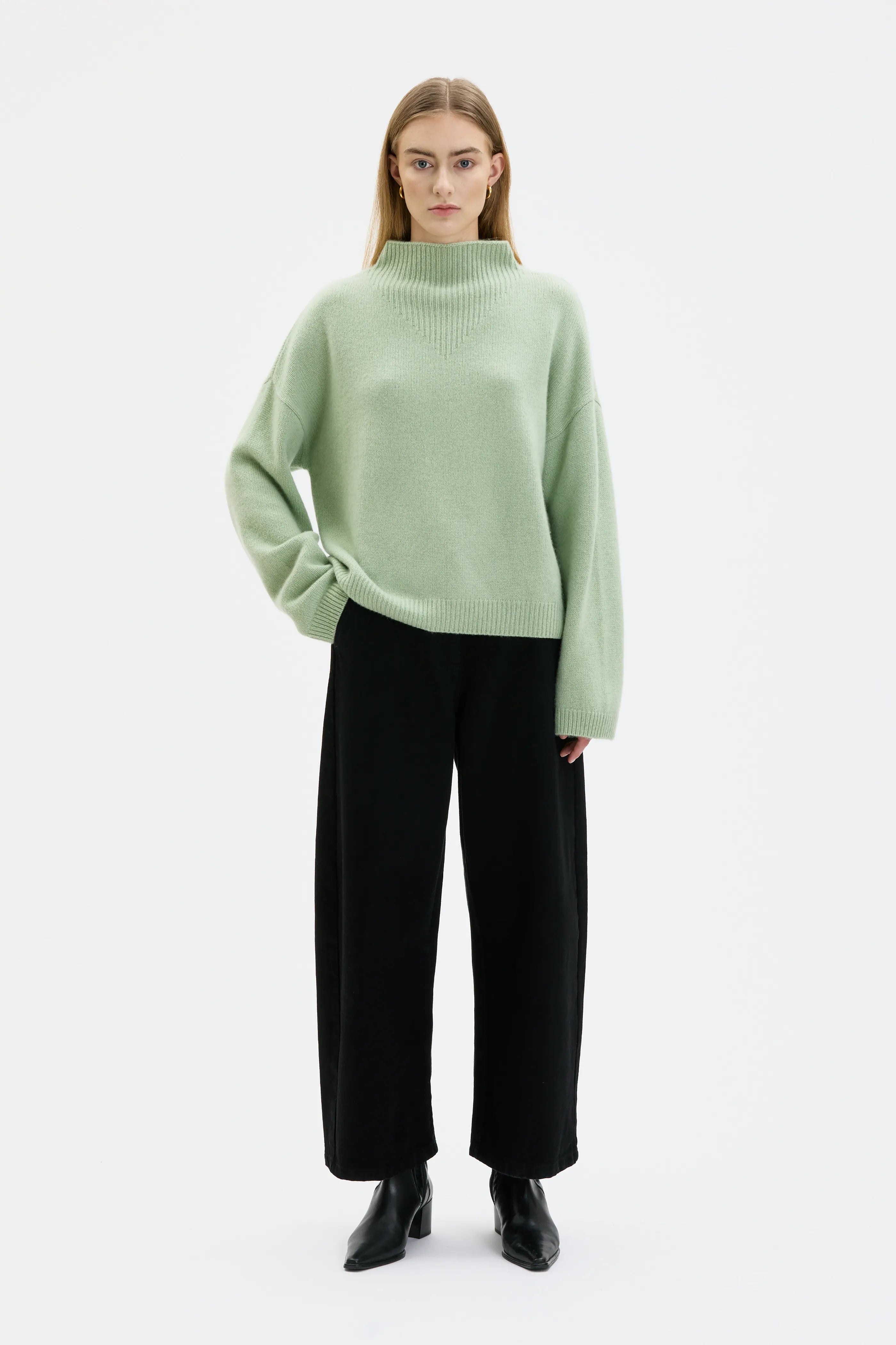 Miya kashmirtröja med polokrage - 39 Laurel Green
