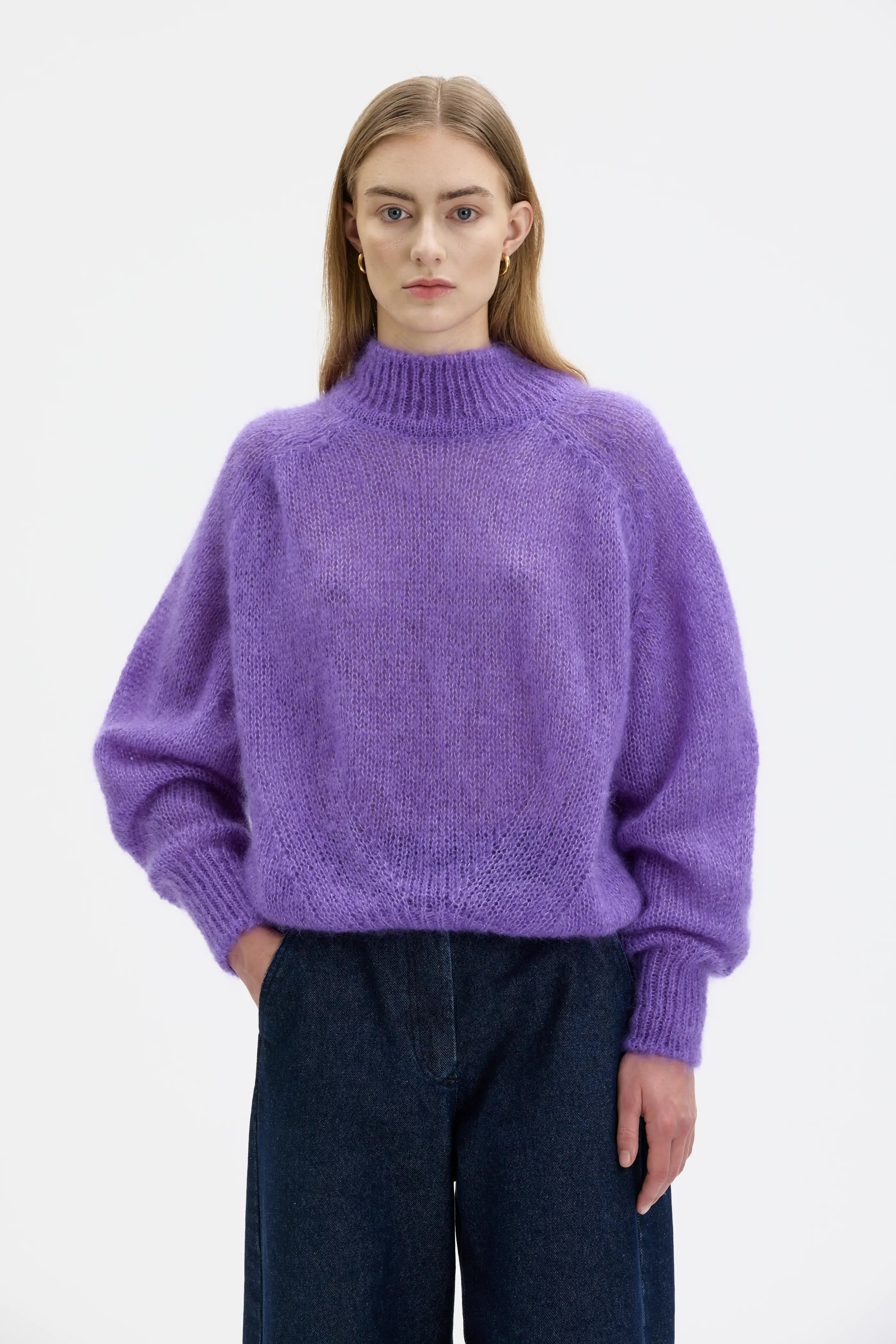 Faye Chunky Mohair Silk Sweater - Lilac