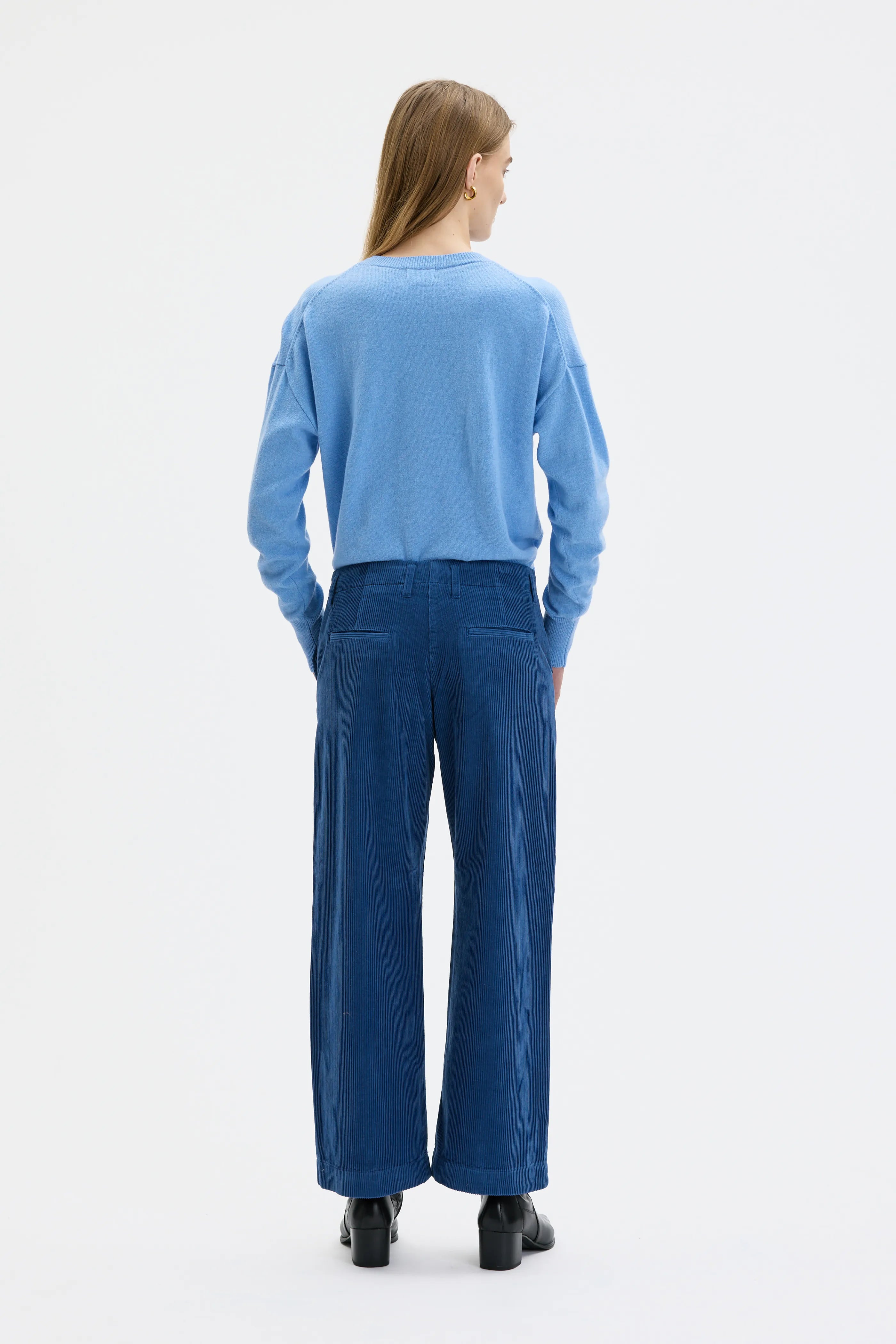 Lail Organic Cotton Corduroy Trousers - Lazuli Blue