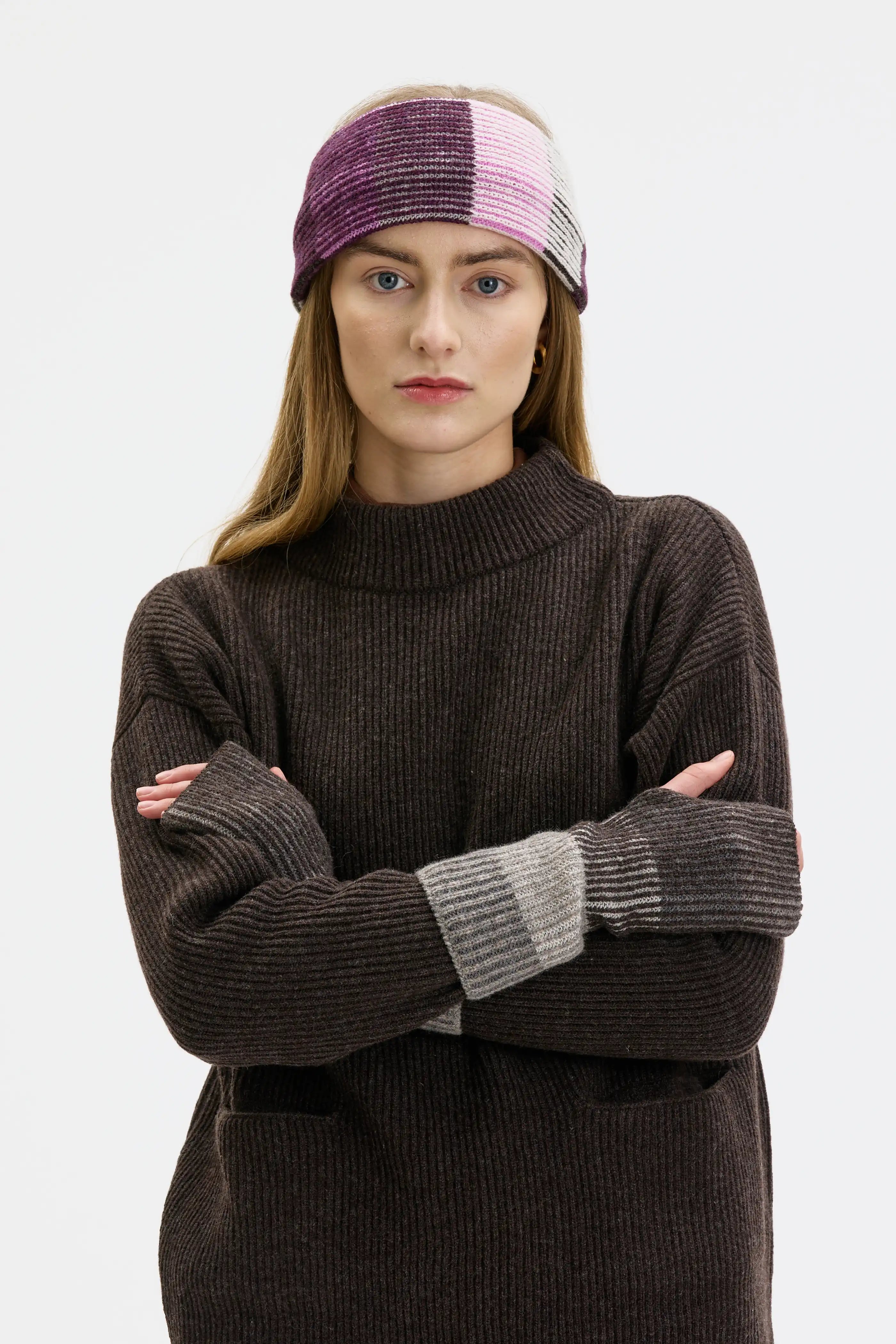 Jani Bicolour Lambswool Wristwarmer - Sierra brown