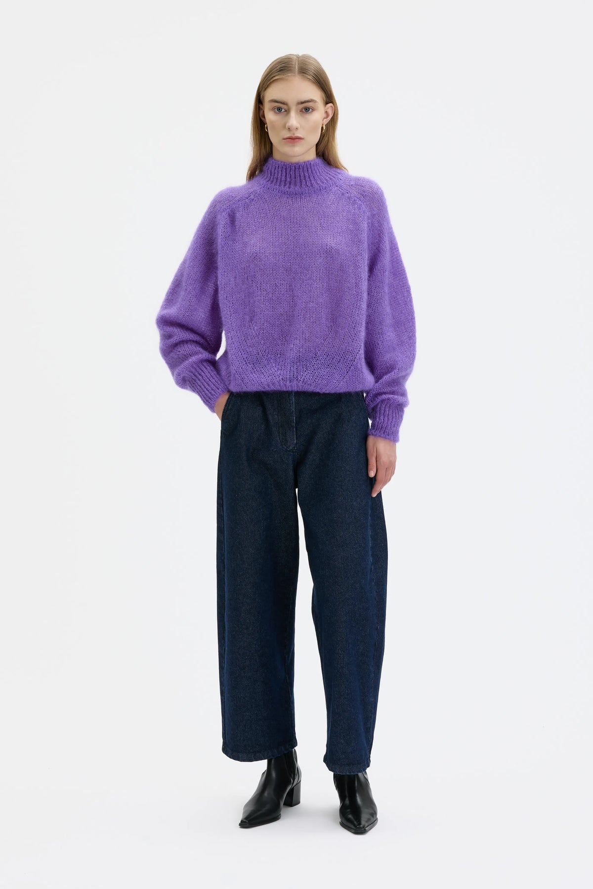 Faye Chunky Mohair Silk Sweater - Lilac