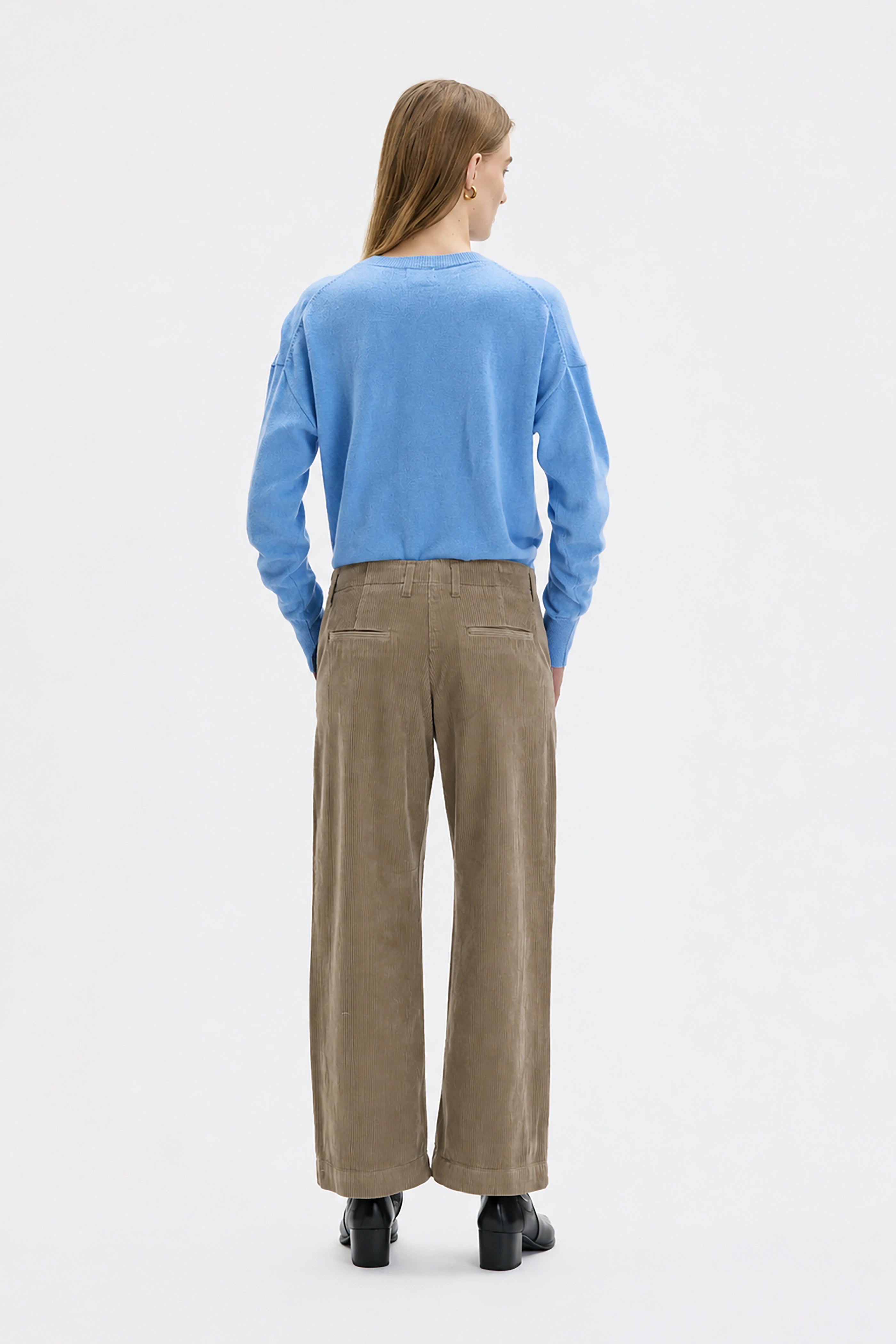 Lail Organic Cotton Corduroy Trousers - Dark Sand