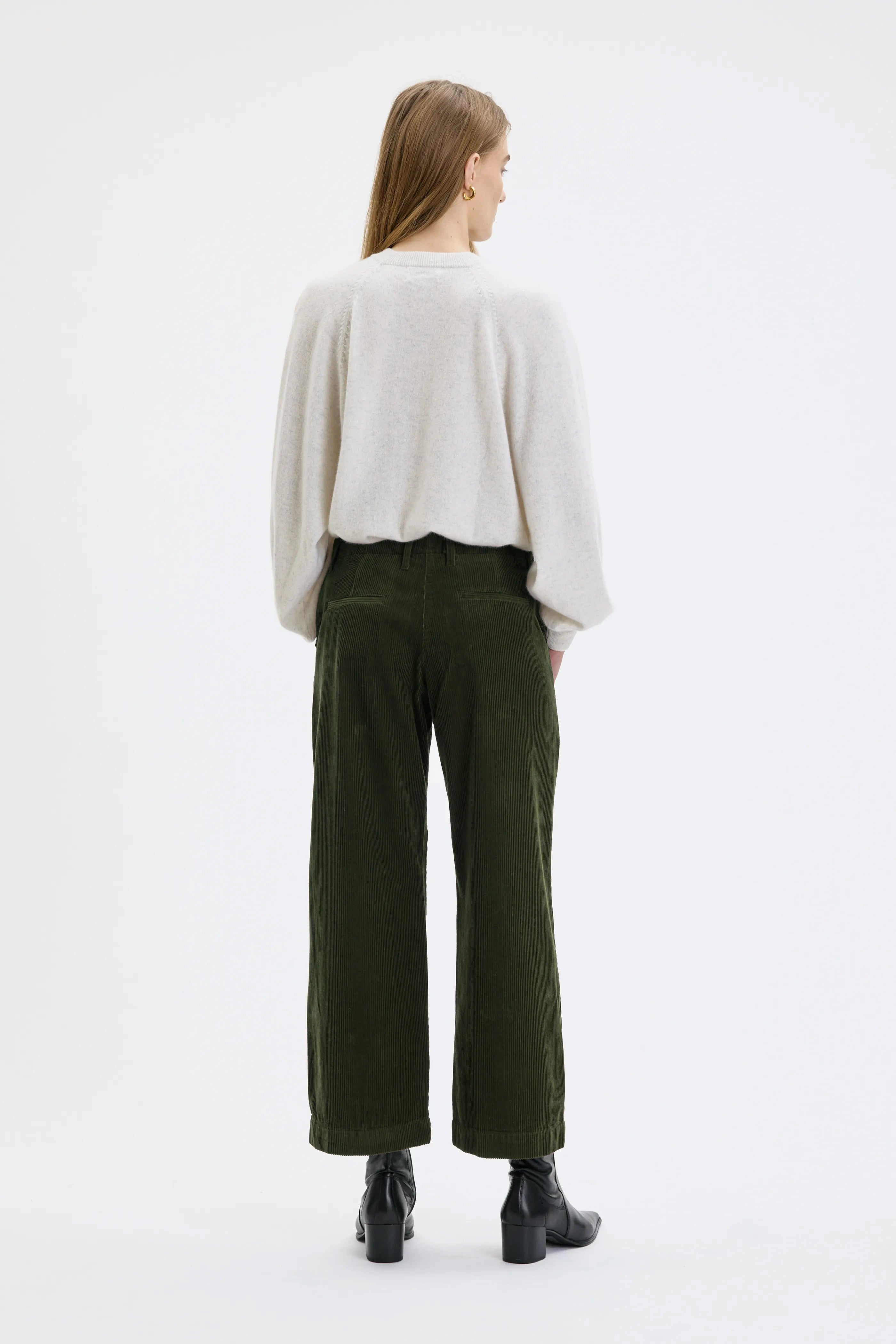 Lail Organic Cotton Corduroy Trousers - Green