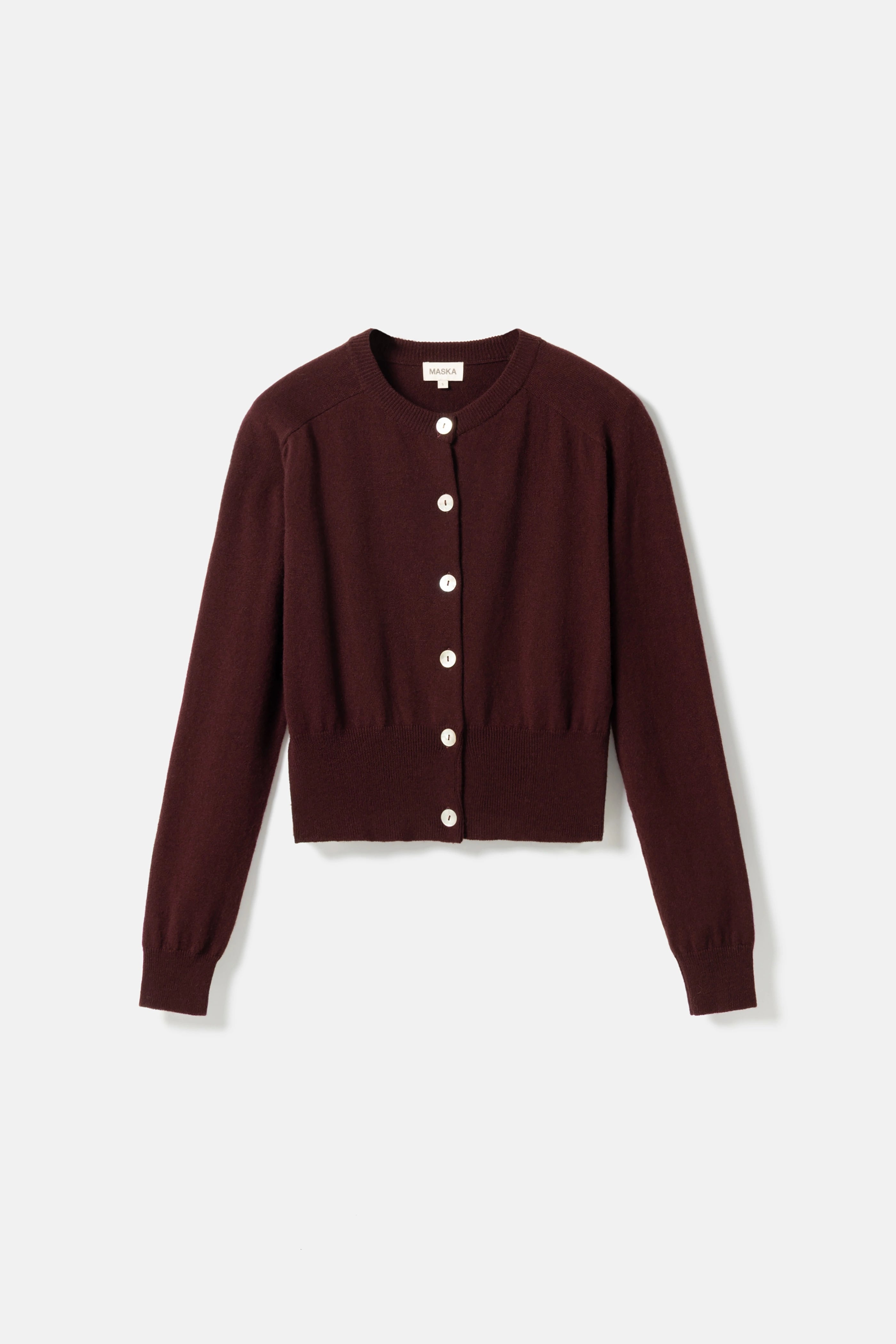 Malo Fine Knitted Crewneck Wool Cashmere Cardigan - Port Wine