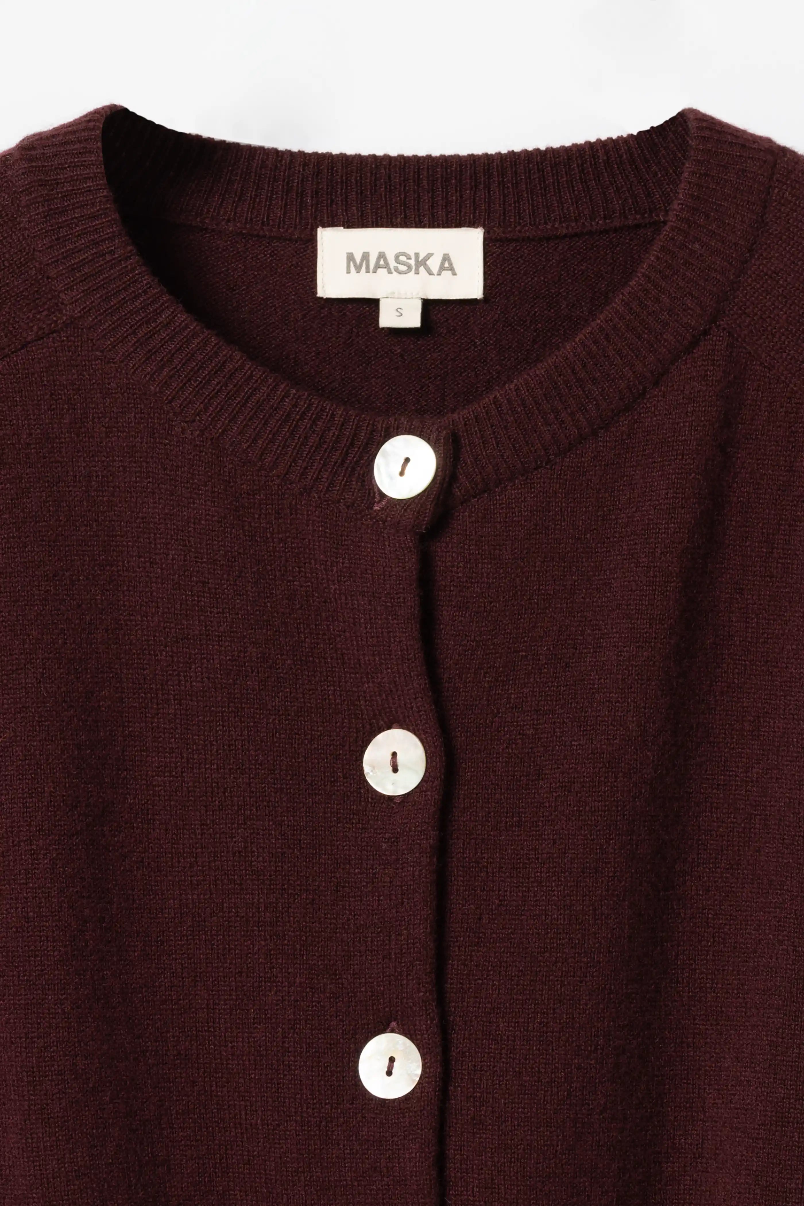 Malo Fine Knitted Crewneck Wool Cashmere Cardigan - Port Wine