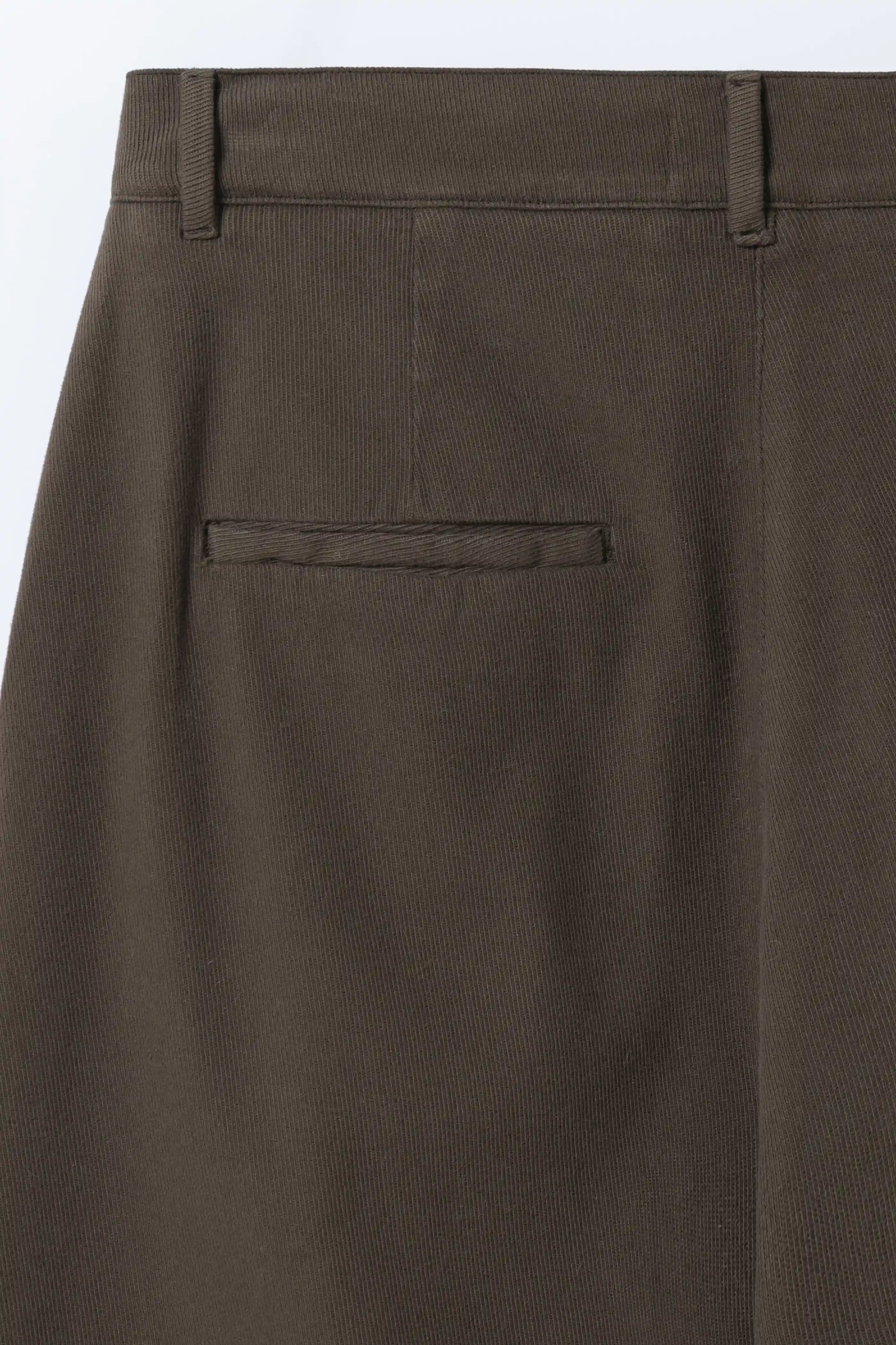 Nona Curved Trousers in Organic Cotton Cashmere - Morel Brown