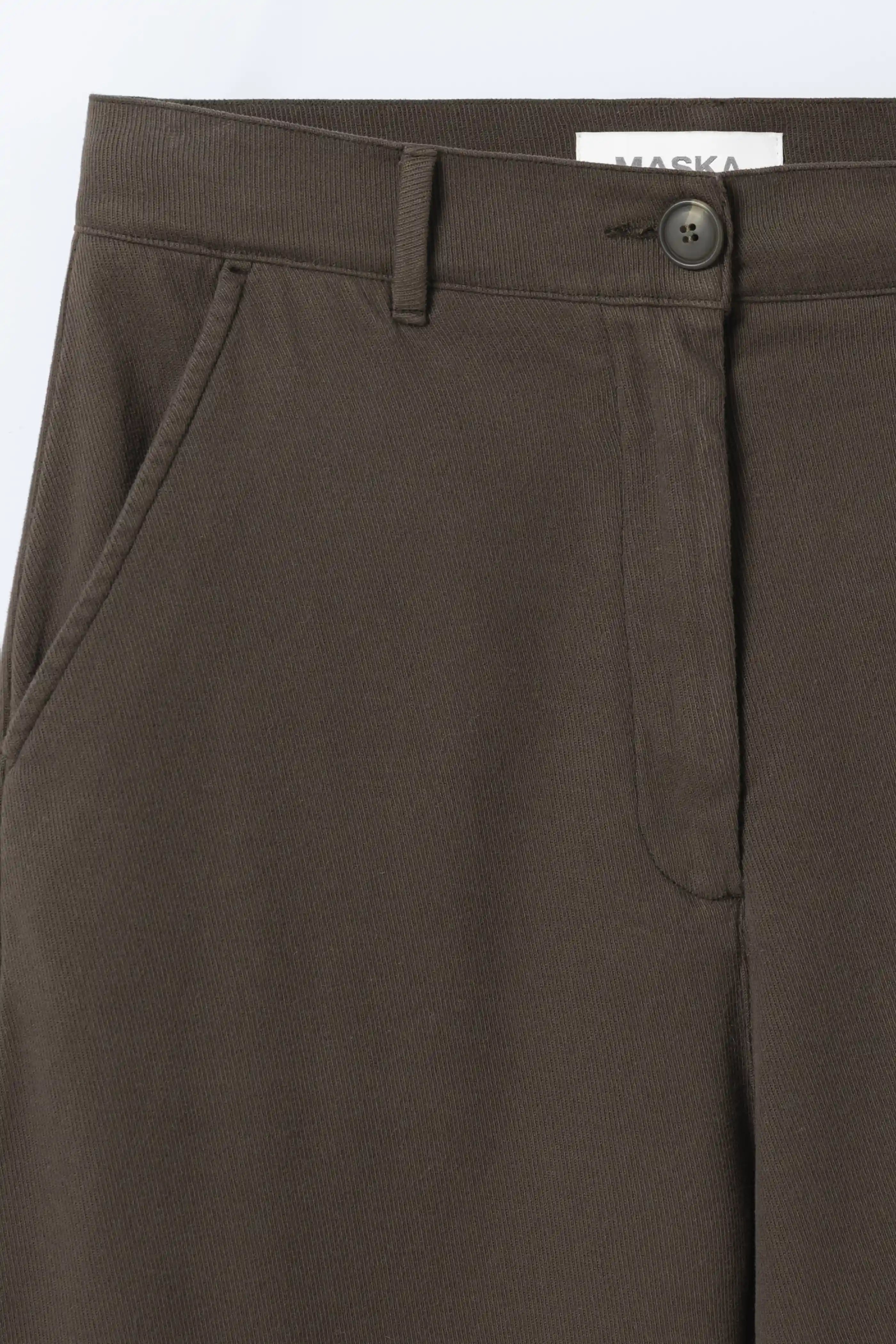 Nona Curved Trousers in Organic Cotton Cashmere - Morel Brown