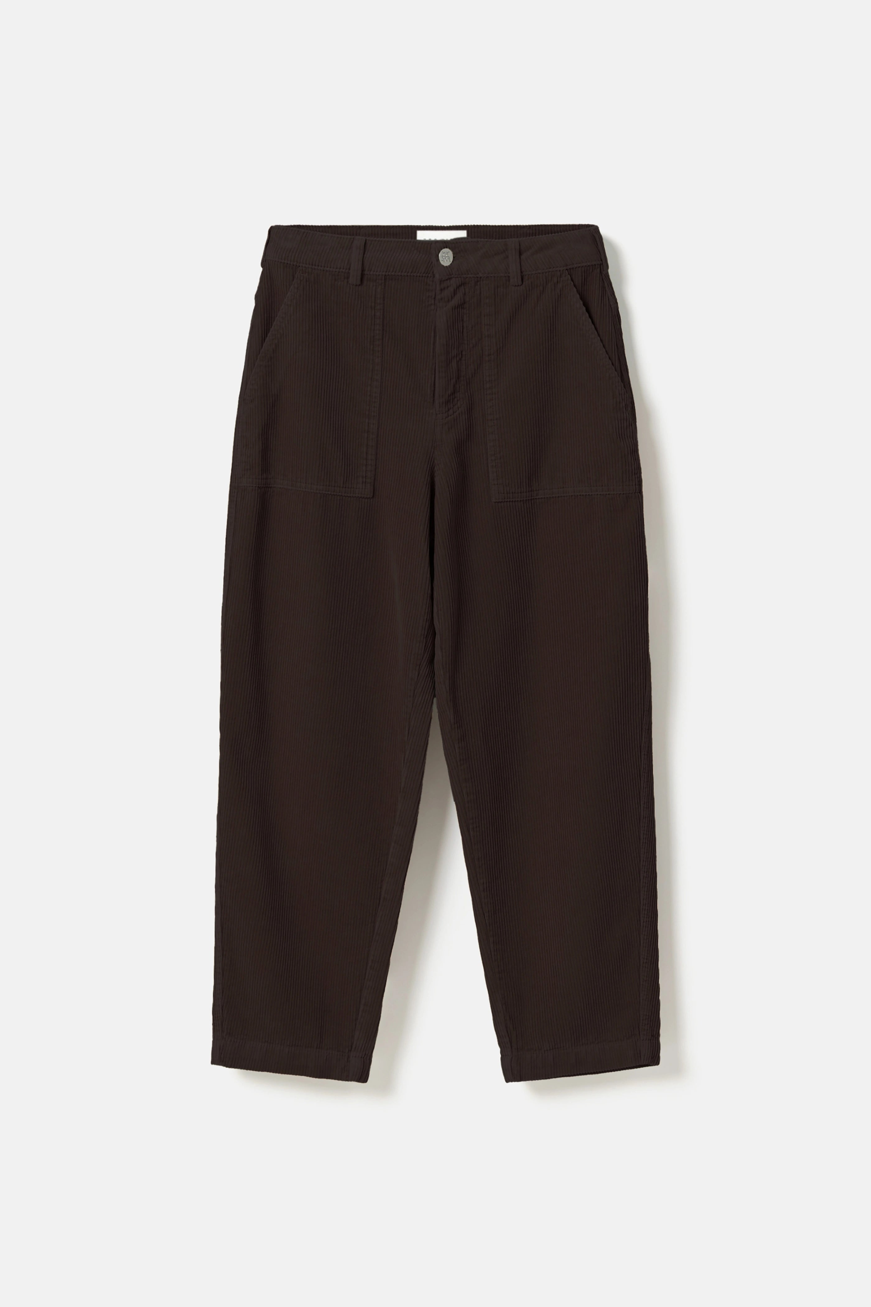 Ruth Barrel Leg Organic Cotton Corduroy Trousers - Morel Brown