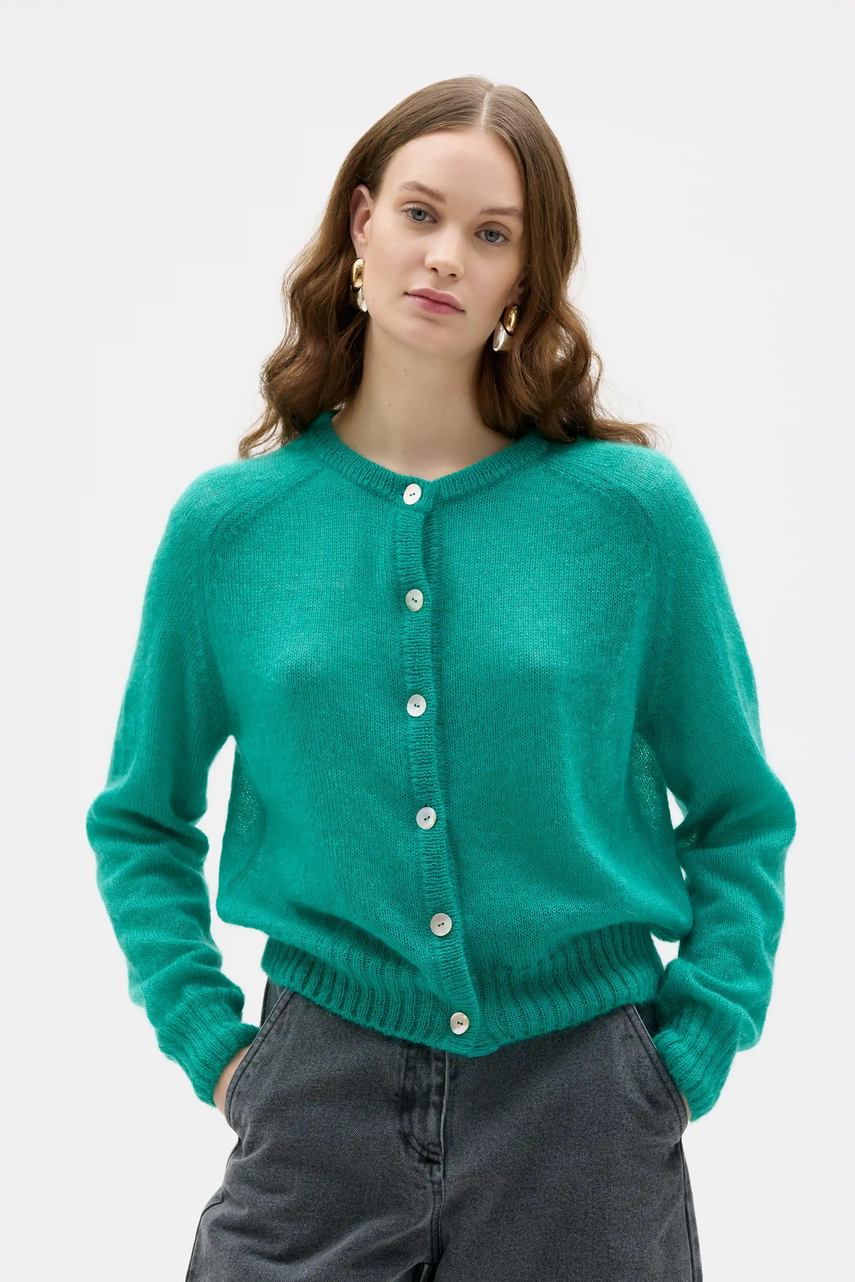 Saio Silk Mohair Cardigan - Spear Mint