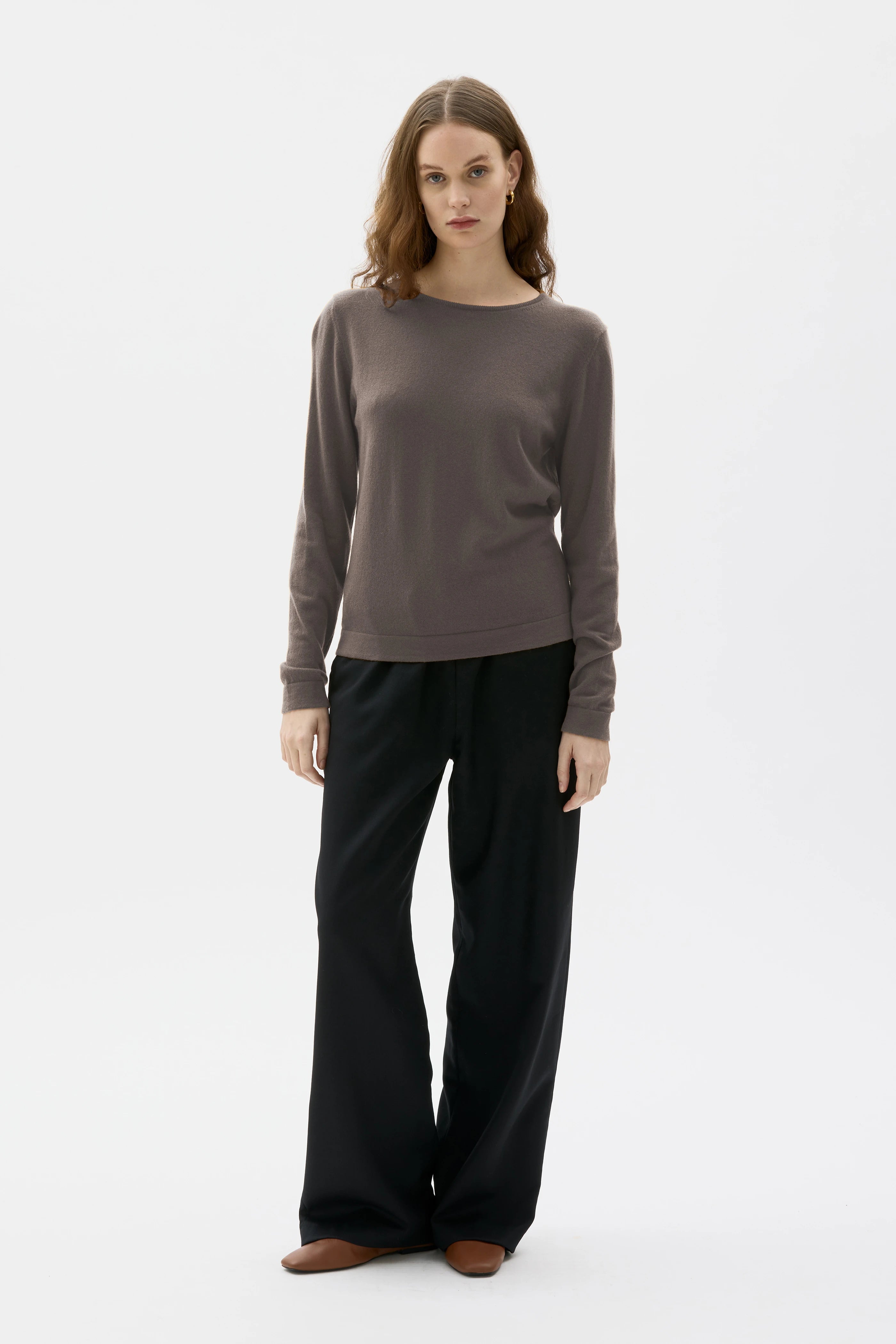 Silo Fine Cashmere Round Reck Sweater - Moleskin