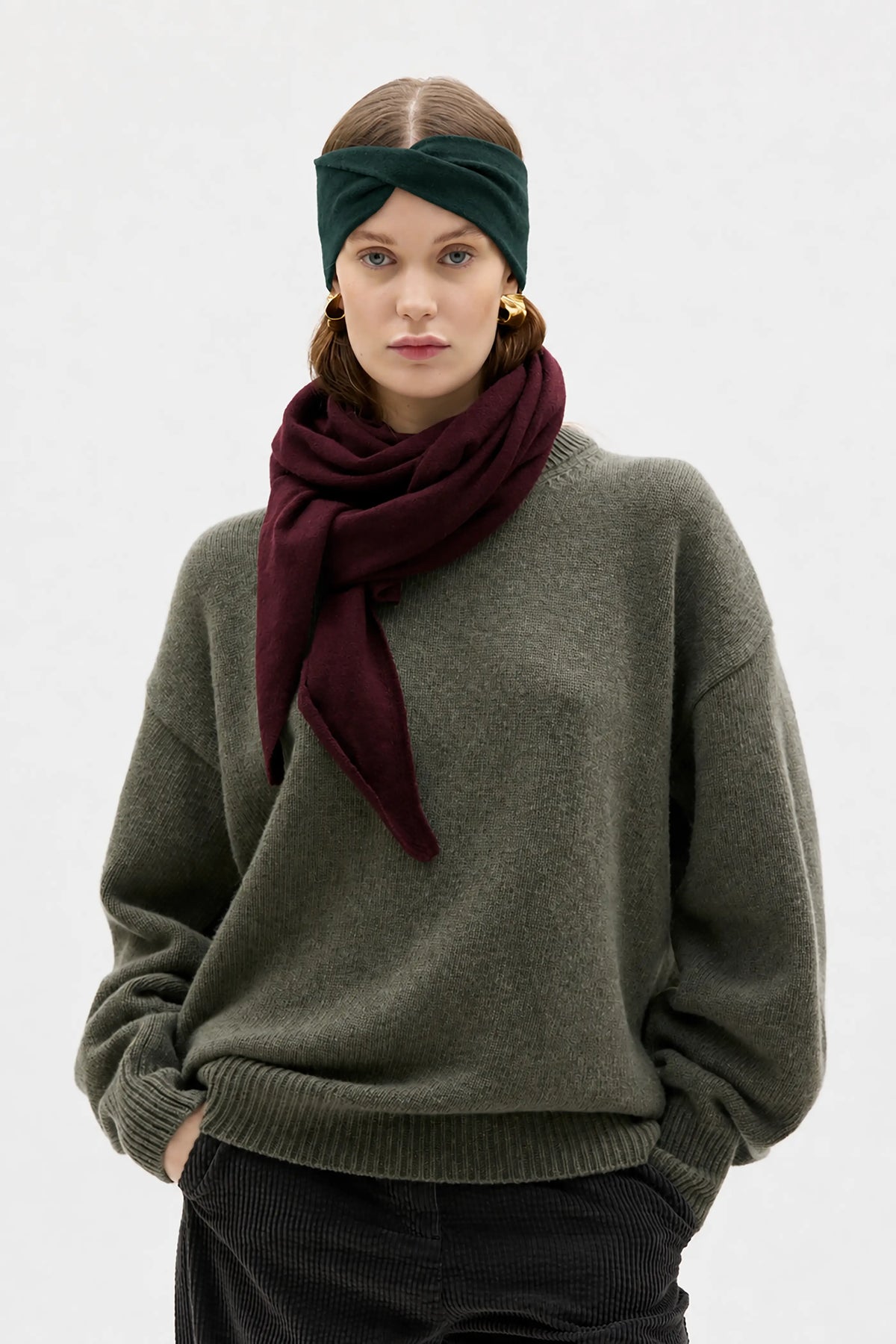 Sue Twisted Headband - Dark Pine Green