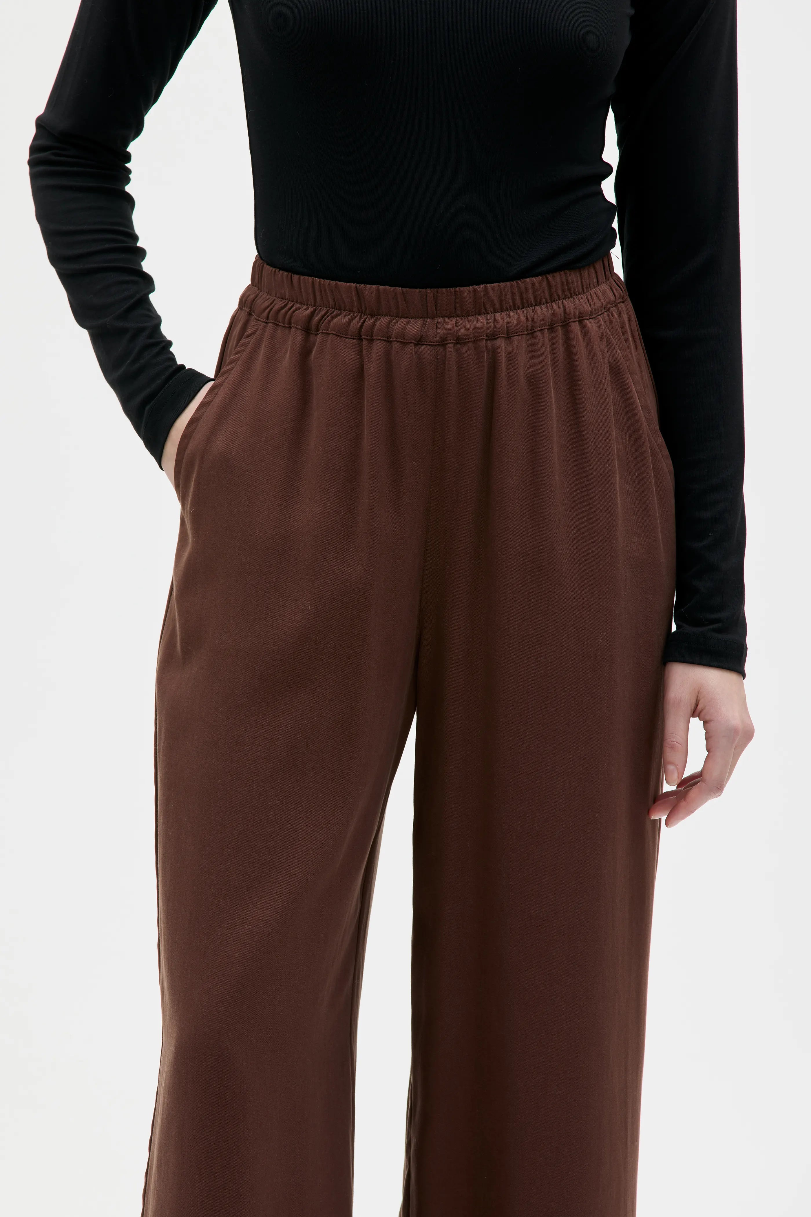 Tela Långa Vida Tencelbyxor - Hickory Brown