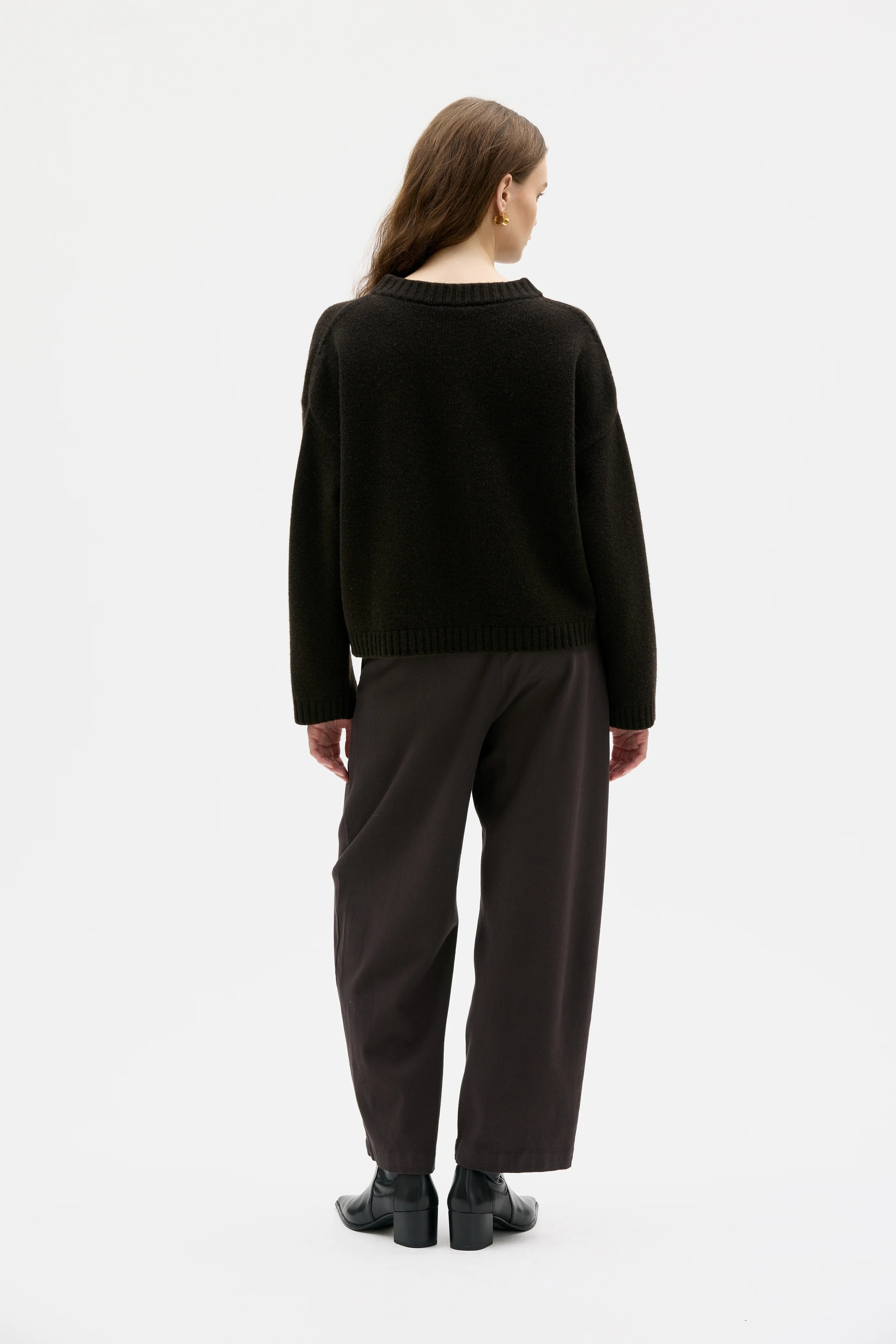 Umi Grovstickad Kofta i Mjuk Ull – Morel Brown