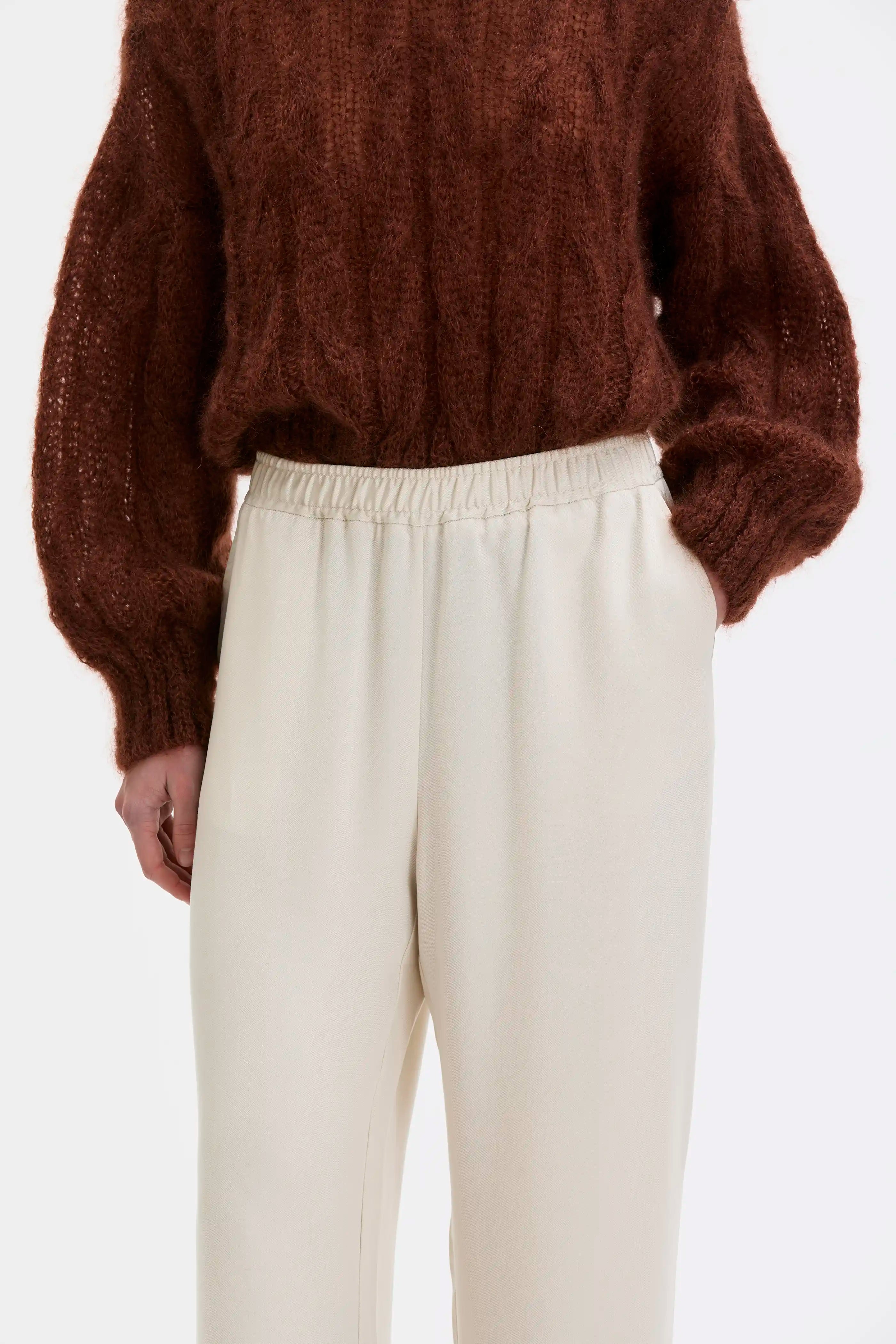 Valli Long Tencel Twill Trousers - Sand
