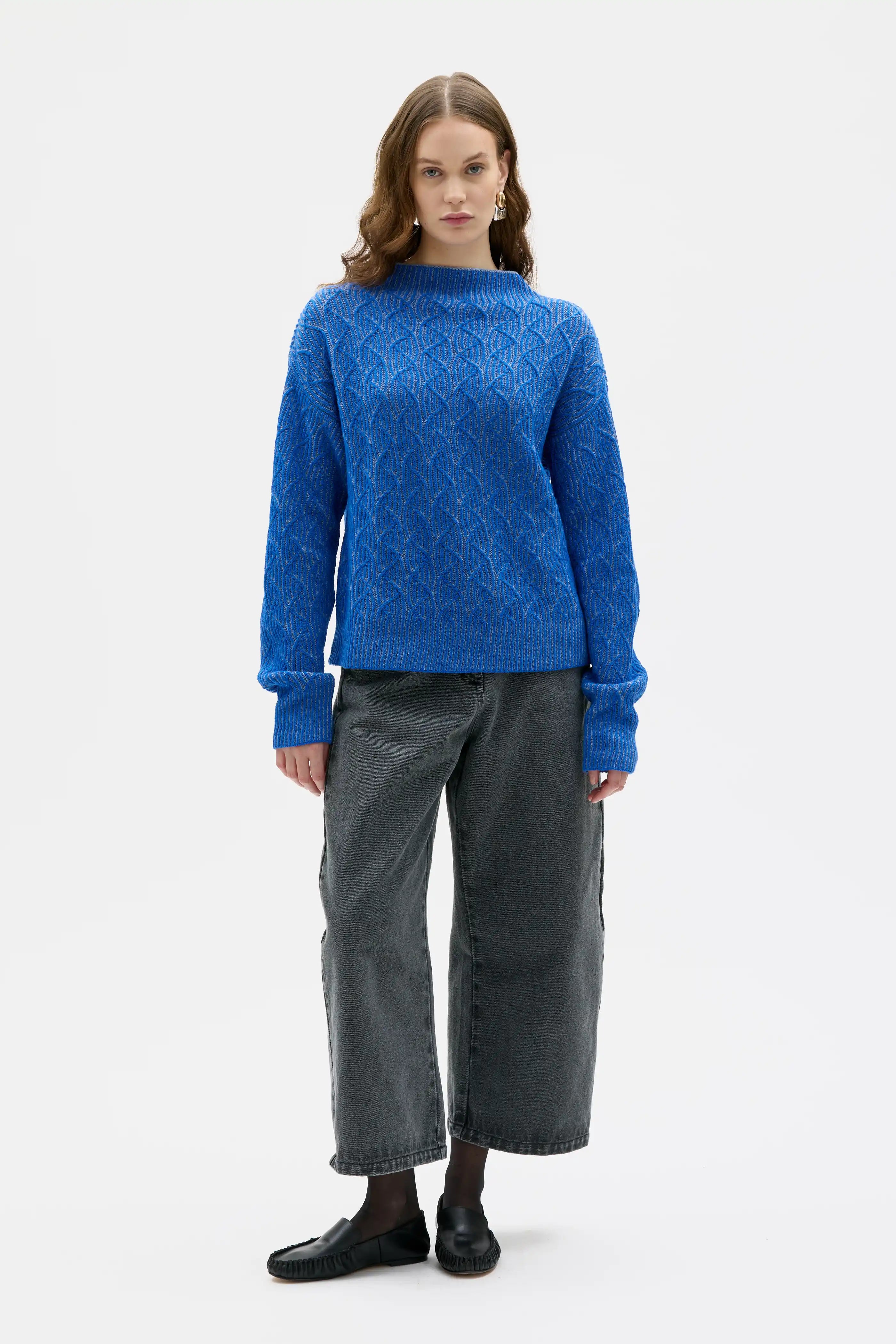 Zoya Tvåfärgad Lammullströja - Klein Blue