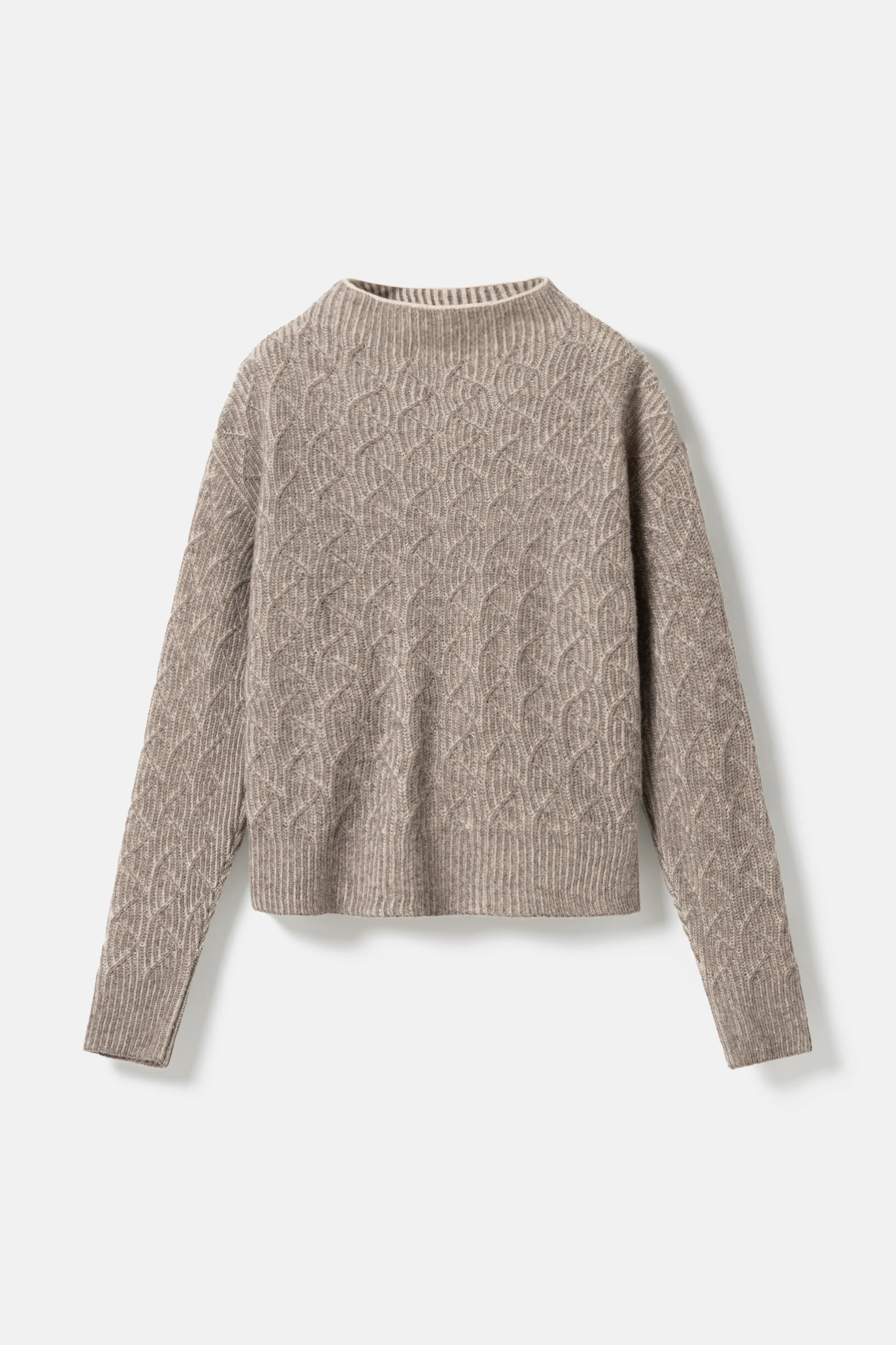 Zoya Textured Knit Lambswool Sweater - Taupe