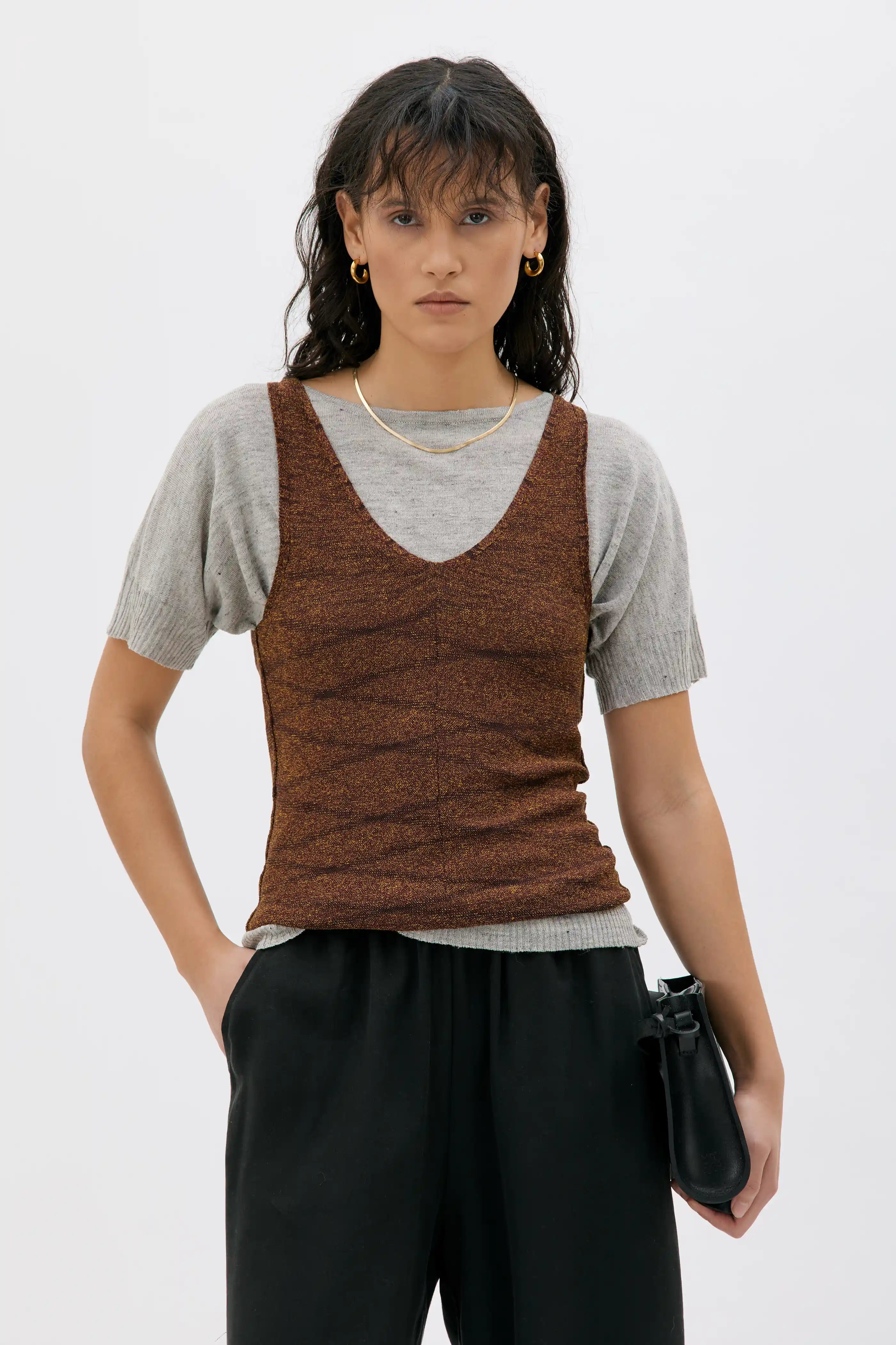 Hira Space Dyed Tank Top – Hickory Brown