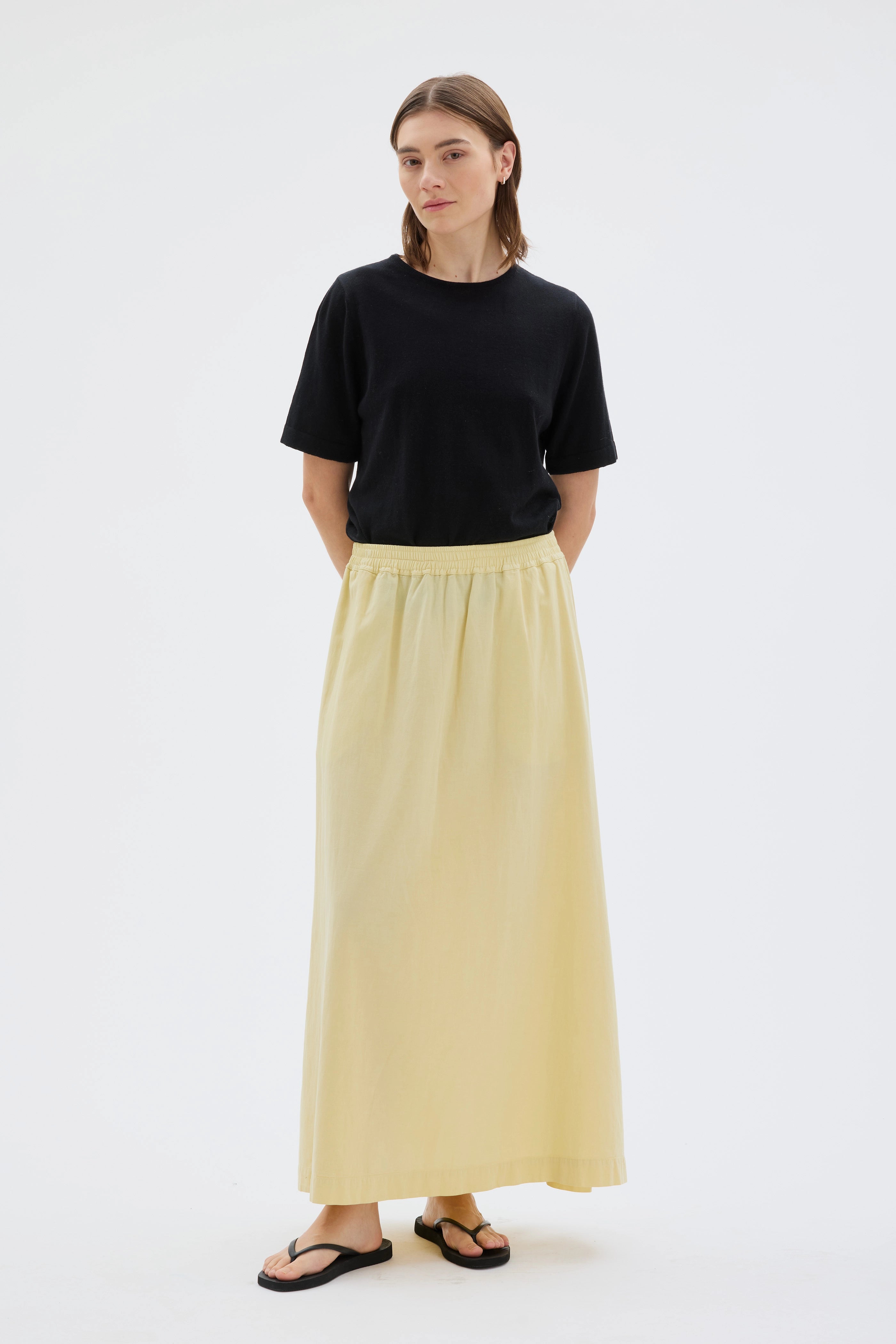Blanca Tencel Organic Cotton Linen Wide Skirt - Sulphur Yellow