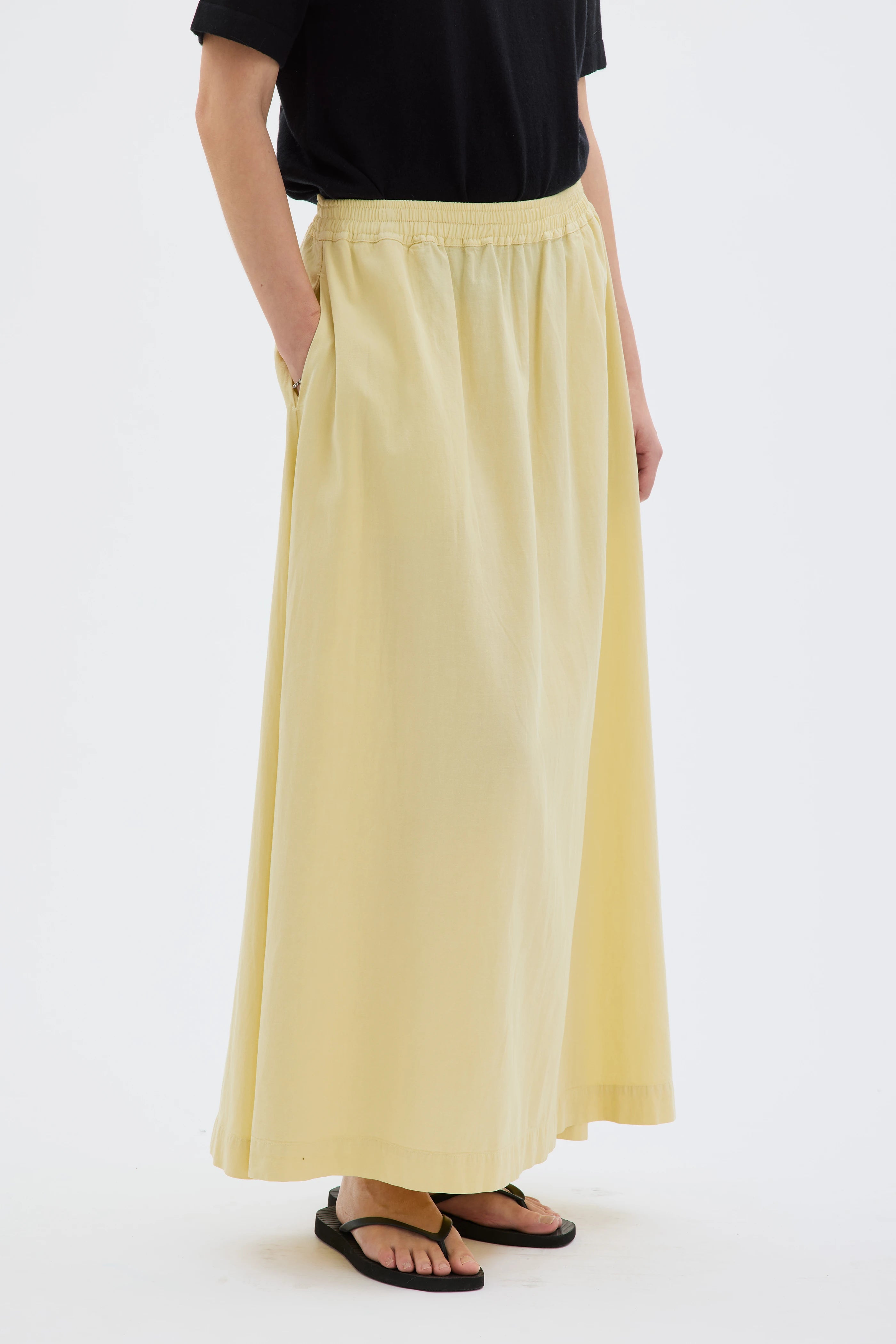 Blanca Tencel Organic Cotton Linen Wide Skirt - Sulphur Yellow