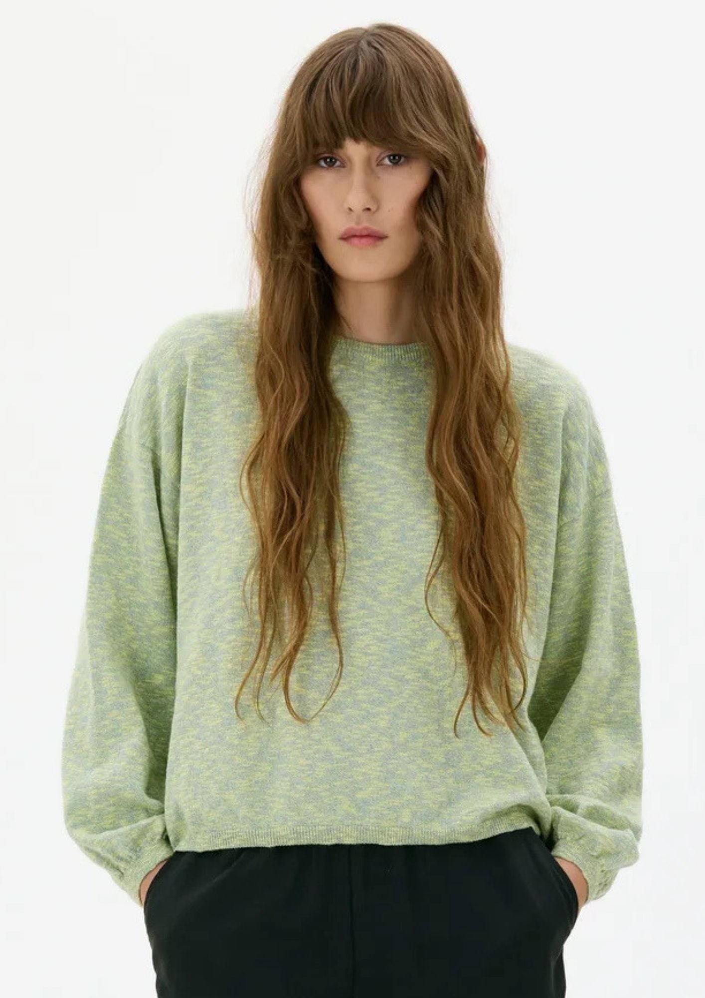 Meri Marled Organic Cotton Sweater - Sulphur Yellow Mouliné