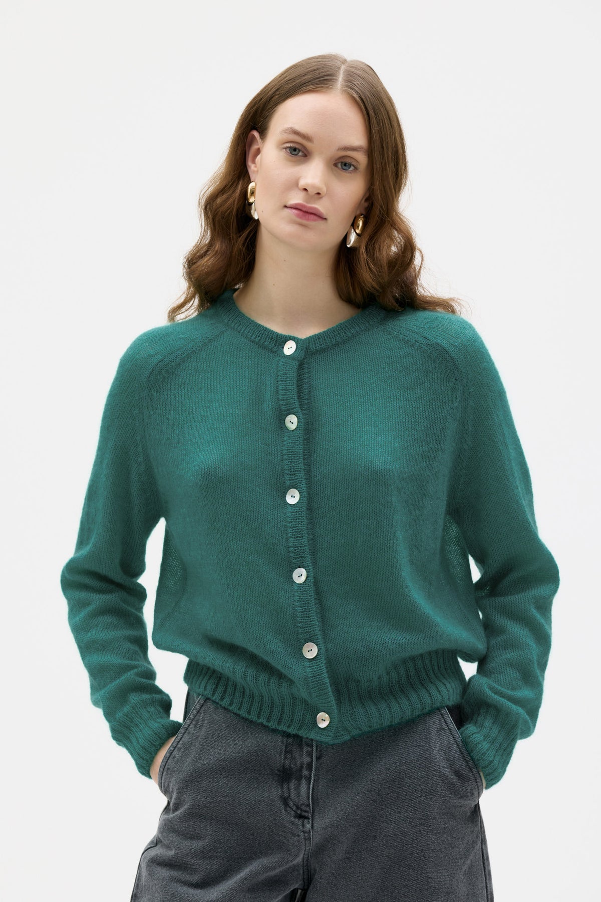 Saio Silk Mohair Cardigan - Spear Mint