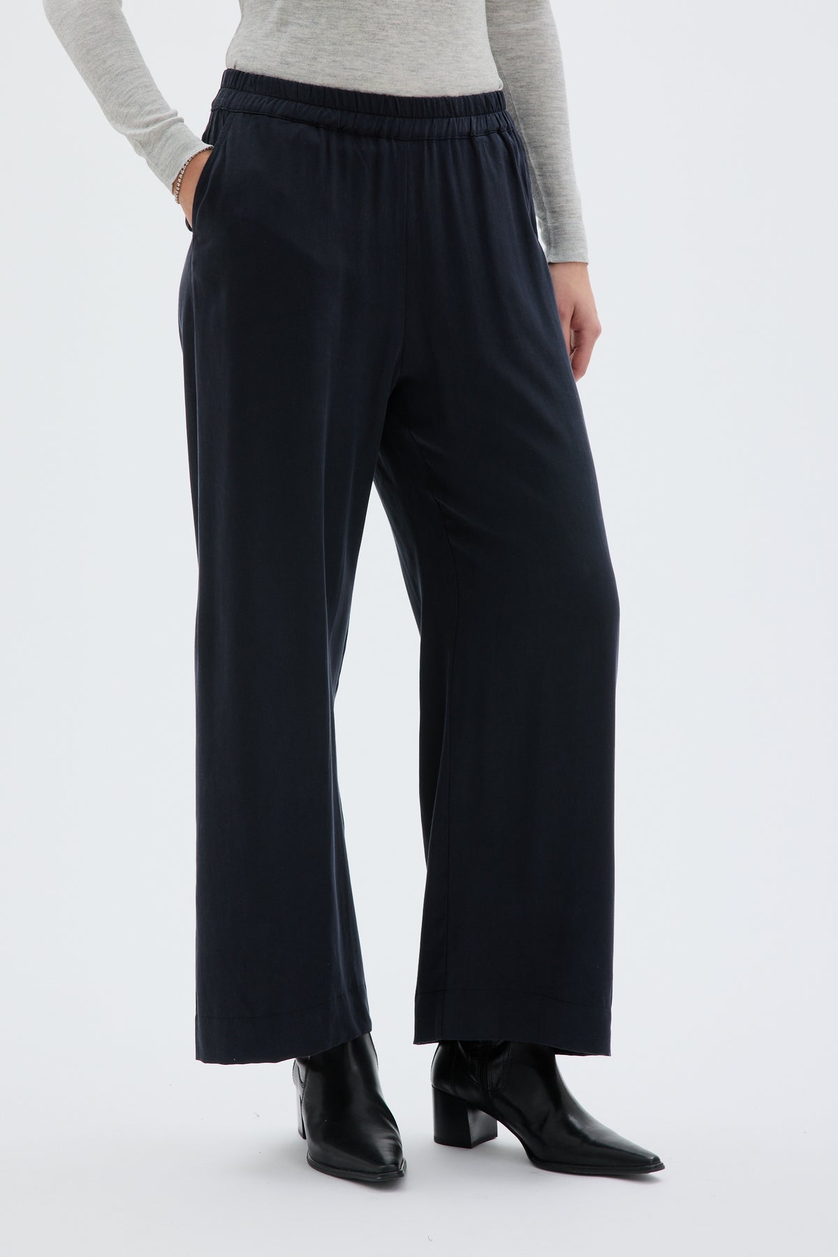 Thea Flowy Tencel Trousers – Black